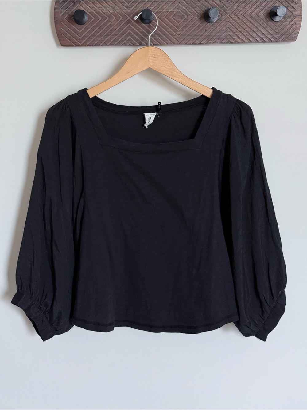 Anthropologie Akemi + Kin Decker Square Neck Balloon Sleeve Top Black Small - Picture 3 of 14